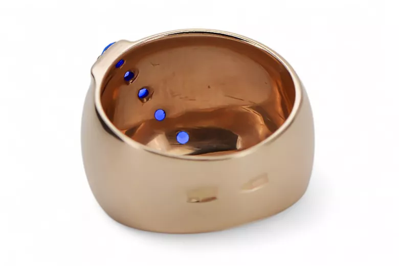 Szafir Oryginalny wyrób Vintage 14k z różowego złota Pierścionek Vintage Biżuteria vrc036r